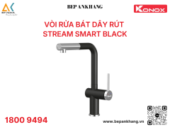 Vòi rửa bát dây rút Stream Smart Black - Xoay 360 độ